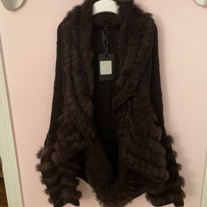Radzoli brown sweater w rabbit fur detail